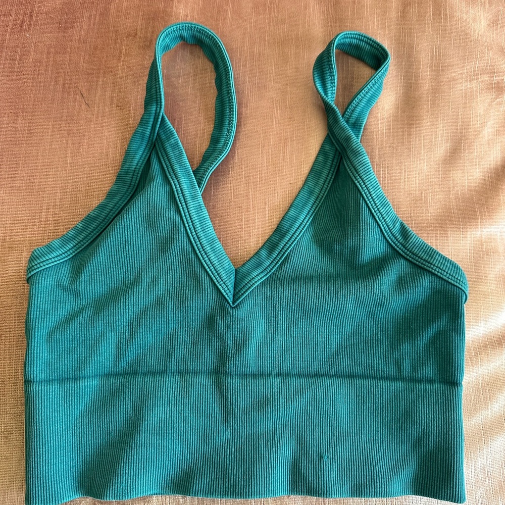 Green athletic crop top